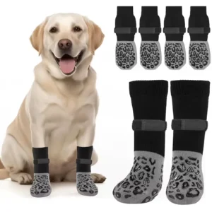 4pcs Dog Paw Protectors Anti-Slip Boots with Traction Control Adjustable Socks for Injured Paws Senior Dogs