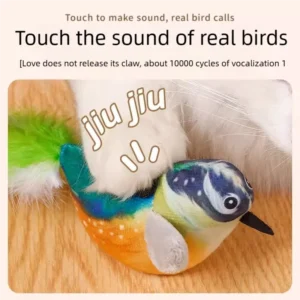 Interactive Cat Toy Electric Simulation Bird With Chirping Sound Flapping Wings Plush Chew Bite Toy For Kittens Cats Pet Supplie