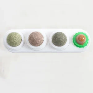 4 in 1 Rotating Catnip Silver Vine Ball Teeth Cleaning Acne Prevention Digestive Health Wall Stick on Toy Edible Safe Material