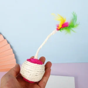 Interactive Sisal Cat Scratching Ball Toy Anti-Bite Teething Kitten Pet Supplies with Teeth Cleaning Feature Sound Making