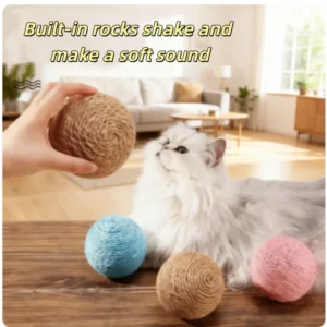 Interactive Sisal Cat Scratching Ball Toy Anti-Bite Teething Kitten Pet Supplies with Teeth Cleaning Feature Sound Making