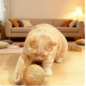 Interactive Sisal Cat Scratching Ball Toy Anti-Bite Teething Kitten Pet Supplies with Teeth Cleaning Feature Sound Making