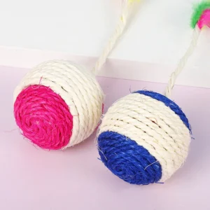 Interactive Sisal Cat Scratching Ball Toy Anti-Bite Teething Kitten Pet Supplies with Teeth Cleaning Feature Sound Making