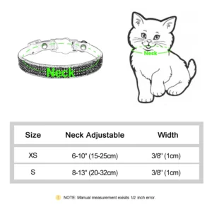 Soft Pink Suede Leather Cat Collar - Cute Bling Rhinestone Design, with Bell & Safety Breakaway Buckle, Adjustable XS/S Sizes