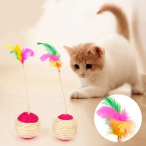 Interactive Sisal Cat Scratching Ball Toy Anti-Bite Teething Kitten Pet Supplies with Teeth Cleaning Feature Sound Making
