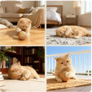 Interactive Sisal Cat Scratching Ball Toy Anti-Bite Teething Kitten Pet Supplies with Teeth Cleaning Feature Sound Making