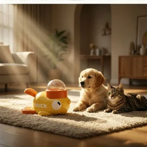 Dog 2-in-1 Interactive Toy Pet Automatic Food Treat Dispenser Cartoon Duck Design Slow Food Pet Snack Feeder for Dog Training