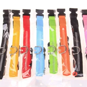 Nylon LED Night Safety Flashing Glow In The Dark Dog Leash Dogs Luminous Fluorescent Pet Dog Collar