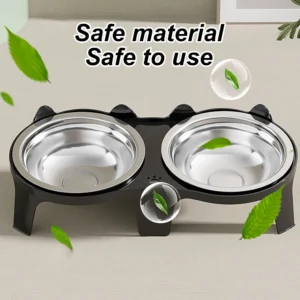 1PC Stainless Steel Cat Food & Water Bowl with Anti-Tip Design Large Capacity Easy-Eat Design for Pet Dog Cat  Feeding Food Bowl