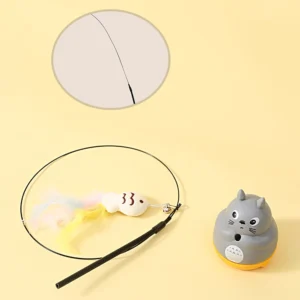 1PC Pet small cat fishing and cat teasing stick 360 degree rotation with feather bells and steel wire cat teasing stick