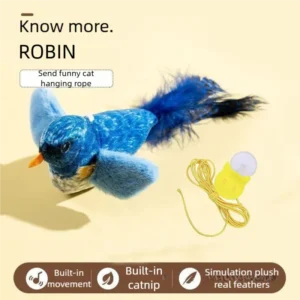 Interactive Cat Toy Electric Simulation Bird With Chirping Sound Flapping Wings Plush Chew Bite Toy For Kittens Cats Pet Supplie