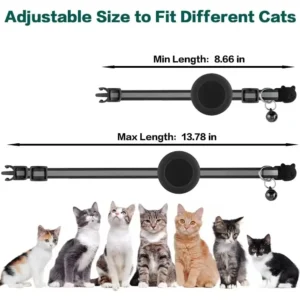 Cute Cat Collar Airtag Breakaway Reflective Kitten Collar with Bell for Apple Air Tag Holder Bell Nylon Silicone Collar for Cats