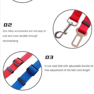 Adjustable Dogs Accessoires Pet Cat Dog Car Seat Belt Pet Seat Vehicle Dog Harness Lead Clip Safety Lever Traction Dog Collars