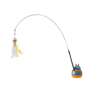 1PC Pet small cat fishing and cat teasing stick 360 degree rotation with feather bells and steel wire cat teasing stick