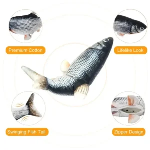 Pet Cat Pet Dog Soft Plush Toy USB Charging Electric Simulation Fish Interactive Training Grinding Teeth Pet Chewing Toy