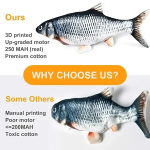 Pet Cat Pet Dog Soft Plush Toy USB Charging Electric Simulation Fish Interactive Training Grinding Teeth Pet Chewing Toy