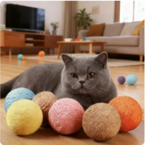 Interactive Sisal Cat Scratching Ball Toy Anti-Bite Teething Kitten Pet Supplies with Teeth Cleaning Feature Sound Making