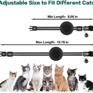 Cute Cat Collar Airtag Breakaway Reflective Kitten Collar with Bell for Apple Air Tag Holder Bell Nylon Silicone Collar for Cats