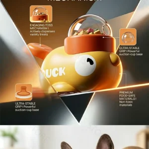 Dog 2-in-1 Interactive Toy Pet Automatic Food Treat Dispenser Cartoon Duck Design Slow Food Pet Snack Feeder for Dog Training