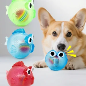 Dog Chewing Toy Training Sound Silicone Ball Simulated Fish Shape Dog Toy Interactive Cleaning Teeth Pet Accessories