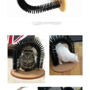 Cat Toy Arch Self Groome Pamper Feline with A Massage Grooming Rubbing Brush with Scratching Pad Toy for Cats Interactive Toys