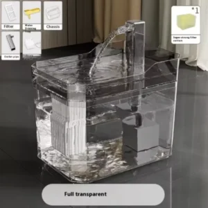 USB Cat Water Fountain with Auto Filter Transparent Anti-Dry Burning Recirculating Dispenser Includes Pump for Cats