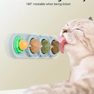4 in 1 Rotating Catnip Silver Vine Ball Teeth Cleaning Acne Prevention Digestive Health Wall Stick on Toy Edible Safe Material
