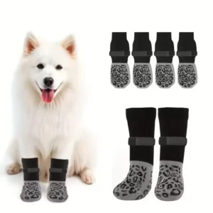 4pcs Dog Paw Protectors Anti-Slip Boots with Traction Control Adjustable Socks for Injured Paws Senior Dogs