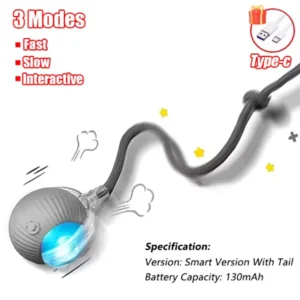 Smart Cat Toys Automatic Rolling Ball Fake Tail Rechargeable Electric Pet Interactive Toy Dog Cat Training Imitate Mouse Tail
