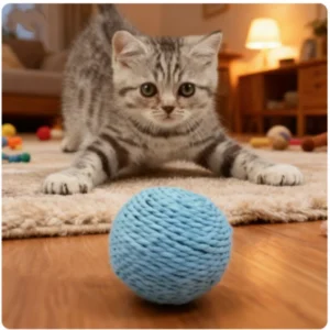Interactive Sisal Cat Scratching Ball Toy Anti-Bite Teething Kitten Pet Supplies with Teeth Cleaning Feature Sound Making