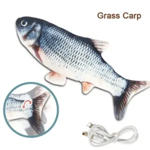 Pet Cat Pet Dog Soft Plush Toy USB Charging Electric Simulation Fish Interactive Training Grinding Teeth Pet Chewing Toy
