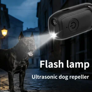Portable Ultrasonic Dog Repeller 180mAh Rechargeable 23 40KHZ Long Distance Outdoor Deterrent Tool With Flash Light