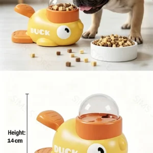 Dog 2-in-1 Interactive Toy Pet Automatic Food Treat Dispenser Cartoon Duck Design Slow Food Pet Snack Feeder for Dog Training