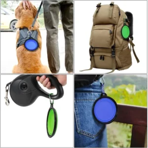 Folding Portable Silicone Dog Feeder Bowl 2 In 1 Pet Dispenser Outdoor Travel Dog Cat with Carabiner Bottle Food Water Container
